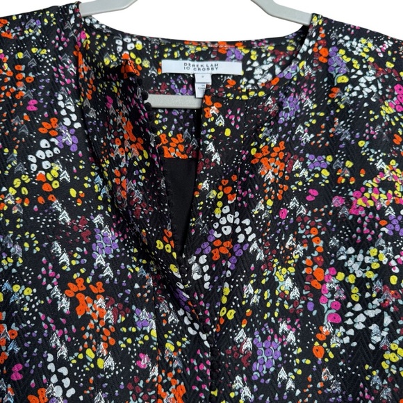 Derek Lam 10 Crosby Black Floral Print Silk Blend Metallic Bell Sleeve Blouse 2 - Picture 4 of 12